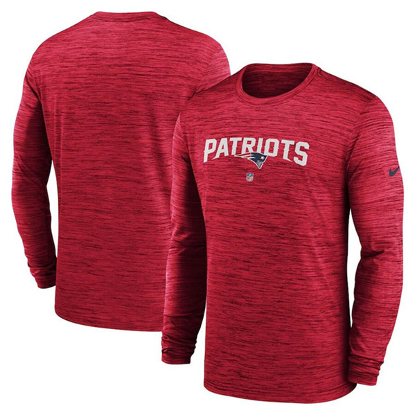 New England Patriots Red Sideline Team Velocity Performance Long Sleeve T-Shirt